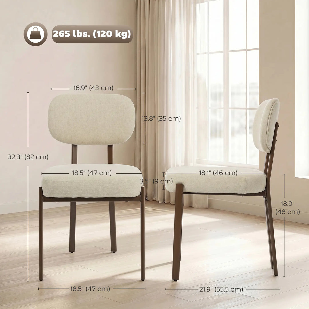 Heritage Upholstered Linen-Look Dining Chairs - Modern Comfort & Style, Set of 2, Beige