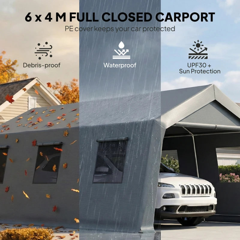 20 x 13 Ft Portable Carport Shelter - Weather-Resistant Steel Frame Garage