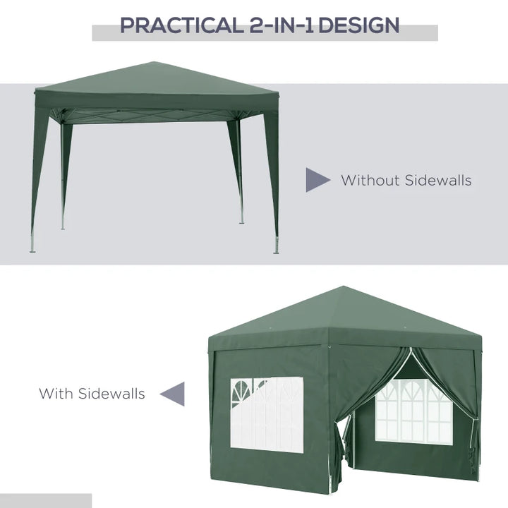 10’ x 10’ Pop-Up Portable Outdoor Event Party Wedding Tent Gazebo Canopy w Case, 4 Walls, Green