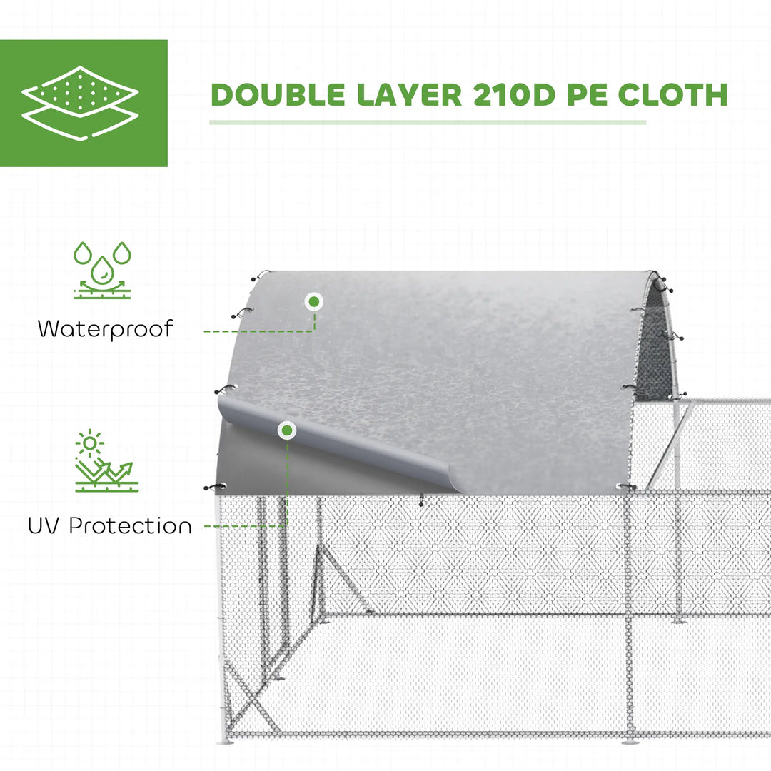 24.9' x 9.2' x 6.4' Large Galv Steel Chicken Run Outdoor Coop Cage Shelter for Pet Fence Yard