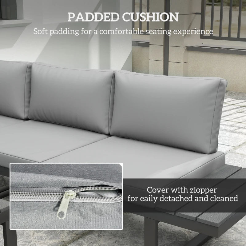 4 Pieces Outdoor Patio Furniture Set - Reclining Garden Corner Sofa with Coffee Table