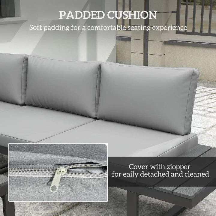 4 Pieces Outdoor Patio Furniture Set - Reclining Garden Corner Sofa with Coffee Table