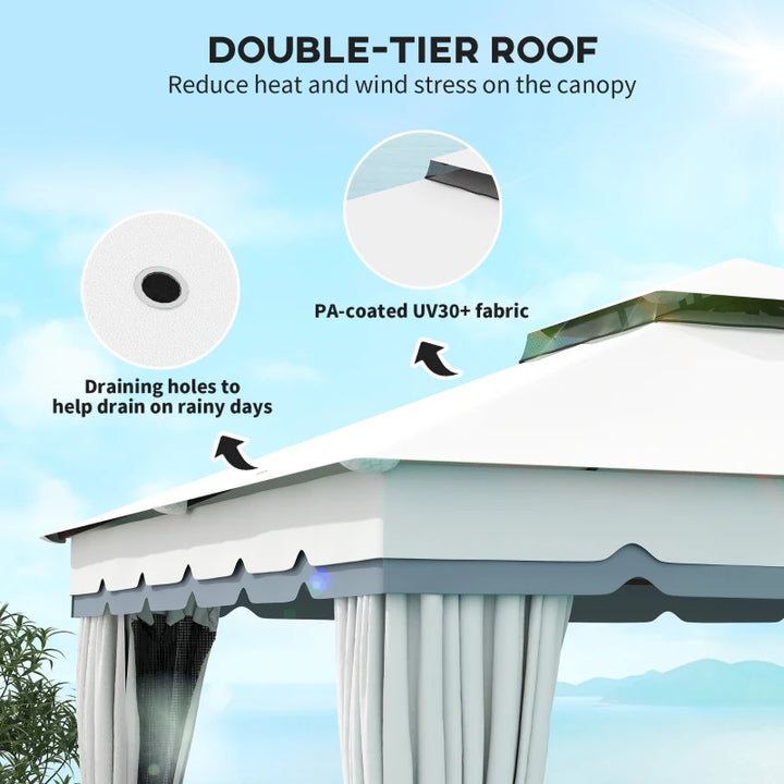 Double Roof Patio Gazebo Canopy 10' x 12' - UV Protection & Privacy Outdoor Shelter