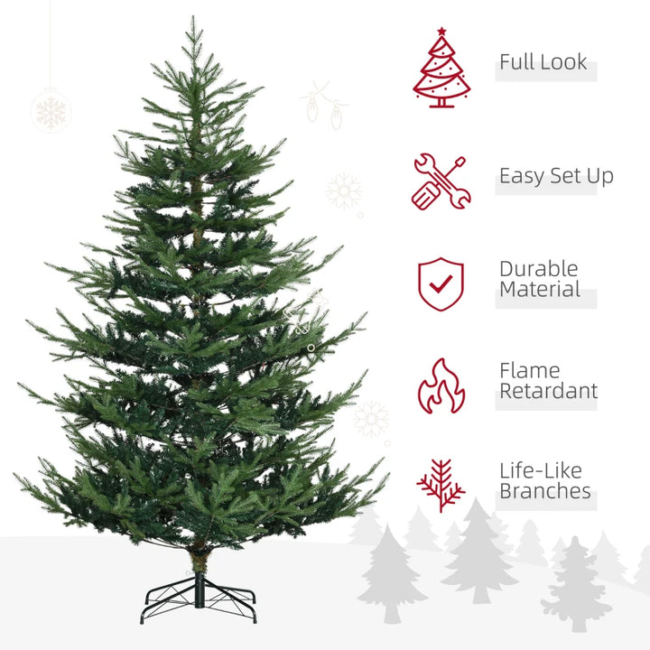 NEW 7.5ft 1218-Tip Unlit Natural-Look Artificial Christmas Holiday Fake Xmas Tree, Pine-Style Green