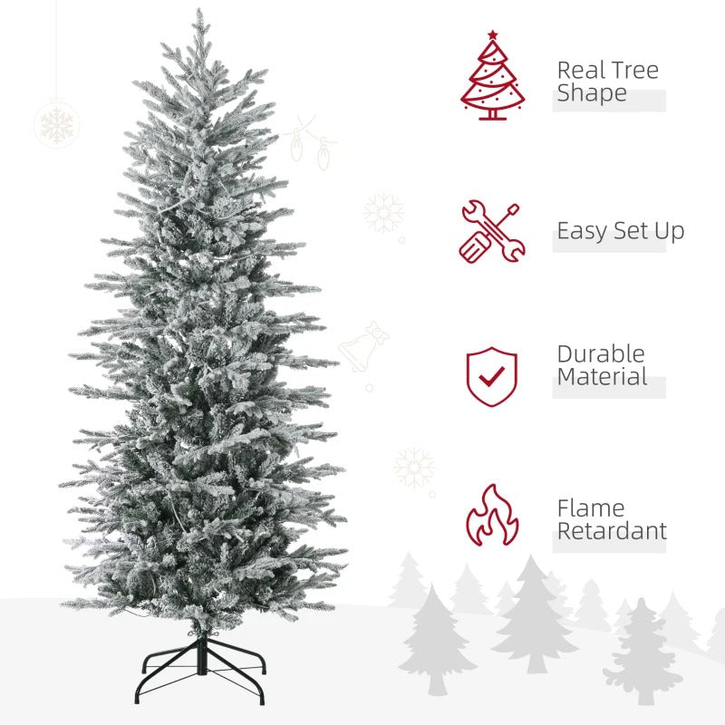 6ft 636-Tip Pre-lit Frosted Realistic Artificial Christmas Holiday Tree, 250 LED, Snow Green