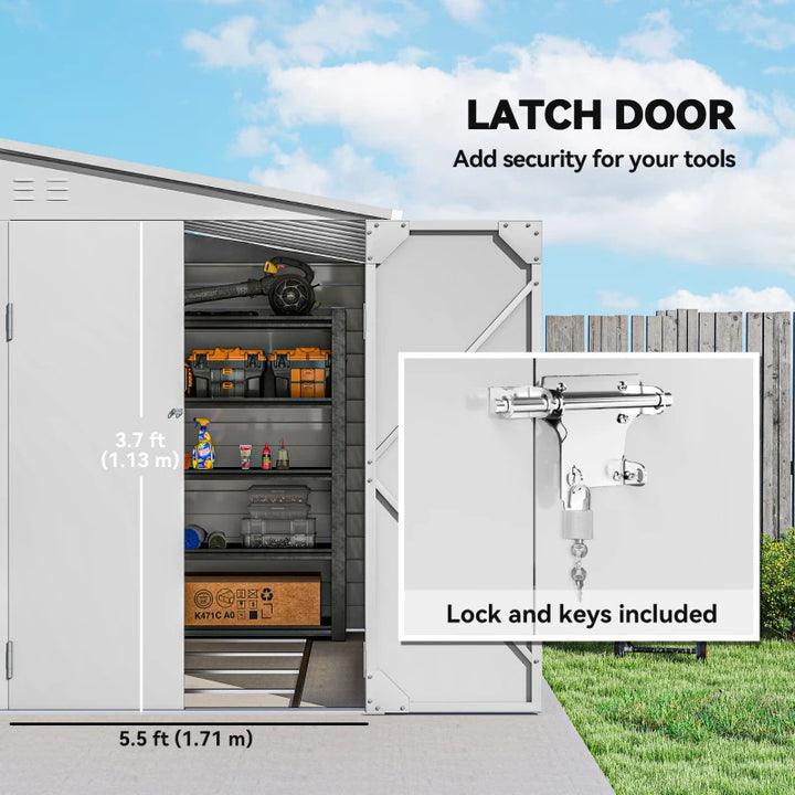 Steel Outdoor Storage Shed Lean-To Design - Heavy Duty Weather-Resistant Tool House