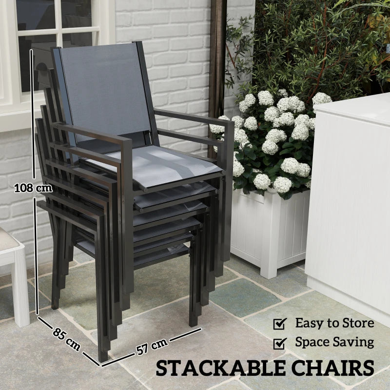 7 Piece Outdoor Dining Set with Stackable Chairs - Durable Rust-Resistant Patio Furniture