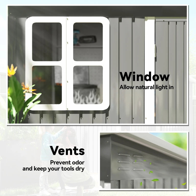 Galvanized Steel Outdoor Storage Shed 8.5' x 6' - Durable Weather-Resistant Garden Storage