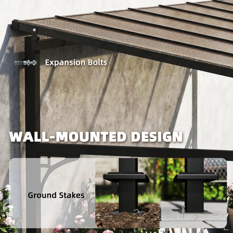 13' x 10' Lean To Gazebo Hardtop Wall Mounted Outdoor Pergola - Durable Weatherproof Patio Shelter