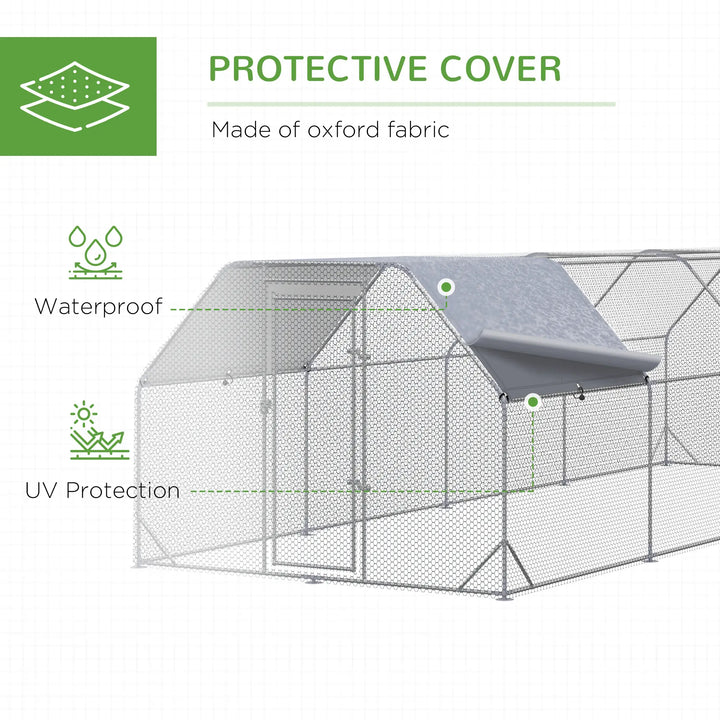 24.9' x 9.2' x 6.5' Large Galv Steel Flat Roof Outdoor Chicken Run Coop Cage Shelter Pet Fence Yard
