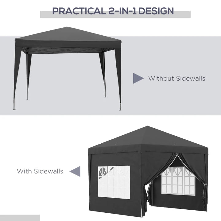 10’ x 10’ Pop-Up Portable Outdoor Event Party Wedding Tent Gazebo Canopy w Case, 4 Walls, Black