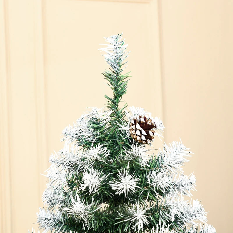 NEW 6ft 800-Tip Unlit Snow Flocked Full Artificial Christmas Holiday Xmas Tree w Pinecones, Green