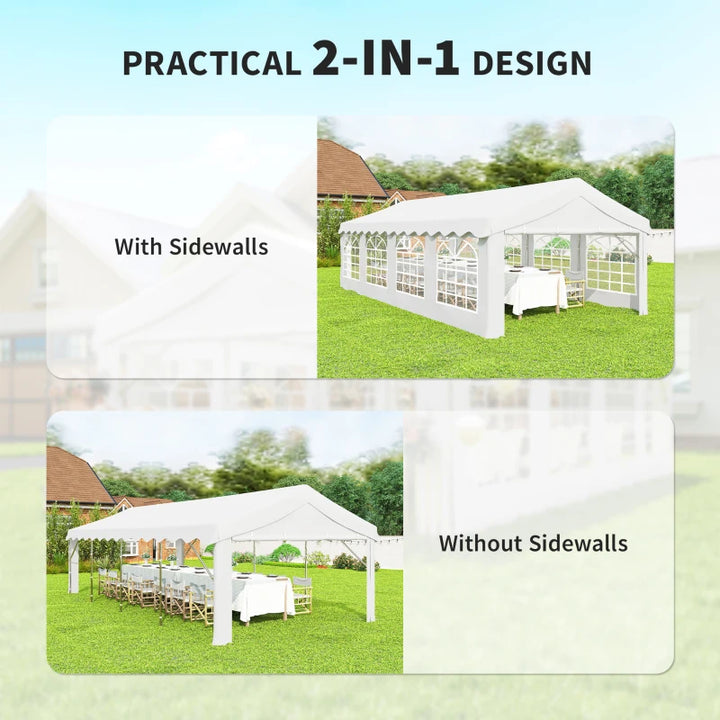 Heavy Duty Large Party Tent & Carport Canopy - Durable Outdoor Shelter with Removable Sidewalls