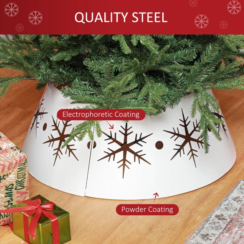 NEW 26" Farmhouse Metal Tree Skirt Collar Guard for Christmas Holiday Xmas, Snowflake Cutout, White