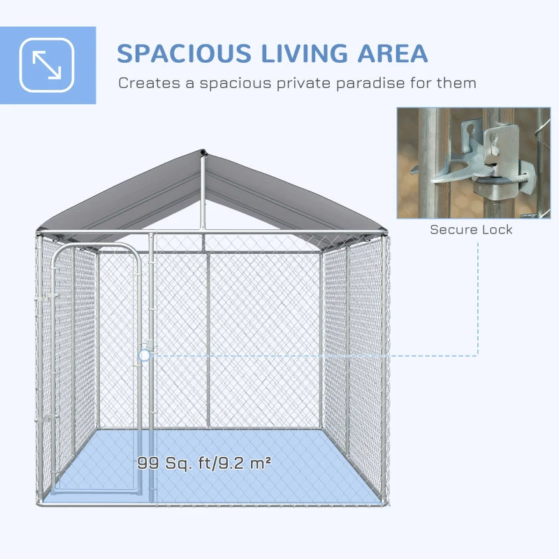 13' x 7.5' x 7.5' Galv Steel Dog House, Door, Roof, Playpen Kennel Shelter Heavy Duty Outdoor