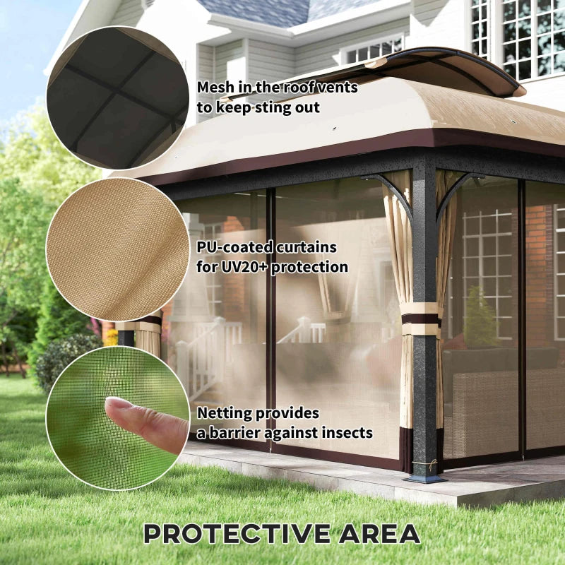 11' x 13' Patio Gazebo Double Roof Outdoor Canopy - UV Protection & Insect Netting