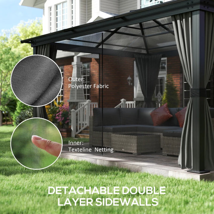 12' x 15' Hardtop Gazebo Canopy - Durable Polycarbonate Roof & Protective Curtains