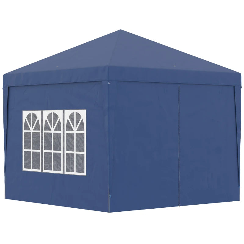 10’ x 10’ Pop-Up Portable Outdoor Event Party Wedding Tent Gazebo Canopy w Case, 4 Walls - Blue