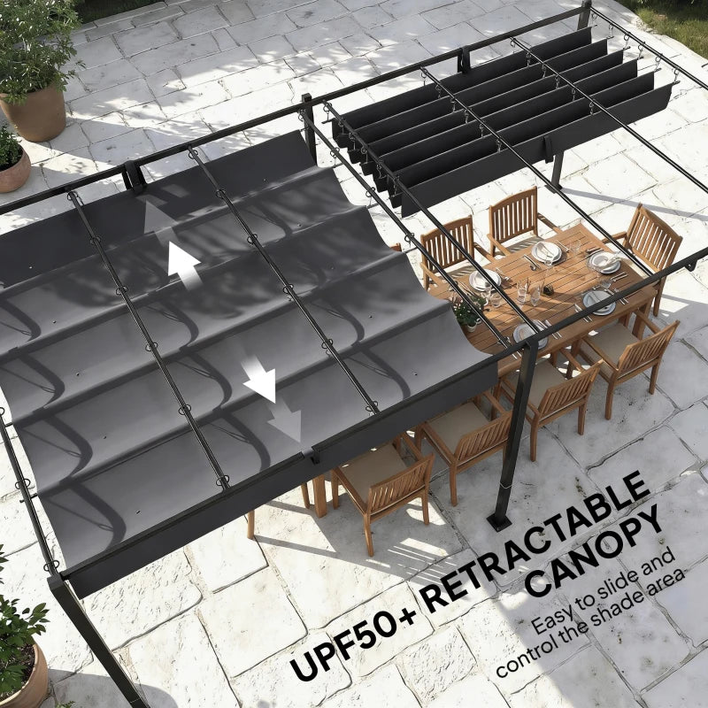 Retractable Pergola 19x10 ft Patio Sun Shade Shelter - UV50+ Weather Protection