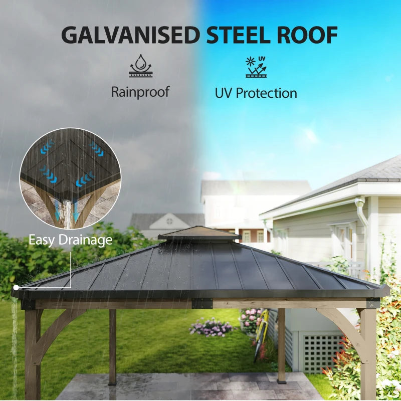 Hardtop Gazebo Canopy 12' x 14' - Galvanized Steel Roof with Wood Frame