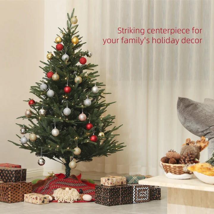 5ft 542-Tip Prelit Natural-Look Artificial Christmas Holiday Fake Tree w 200 LED Lights, Green