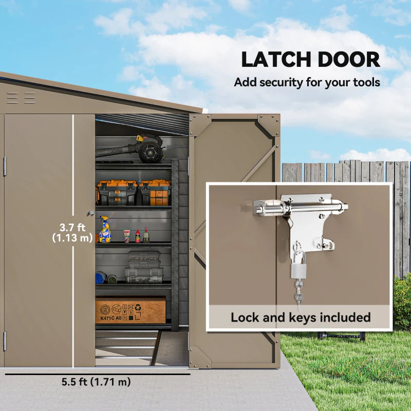 Steel Outdoor Storage Shed Lean-To Design - Secure Backyard Storage