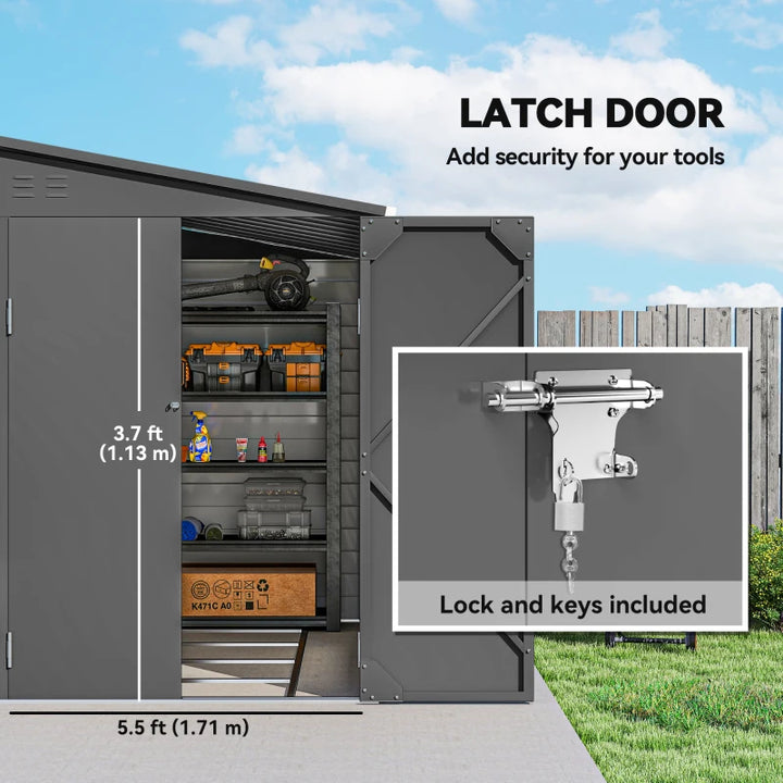 Steel Outdoor Storage Shed Lean To Design - Durable Weather Resistant Tool Storage