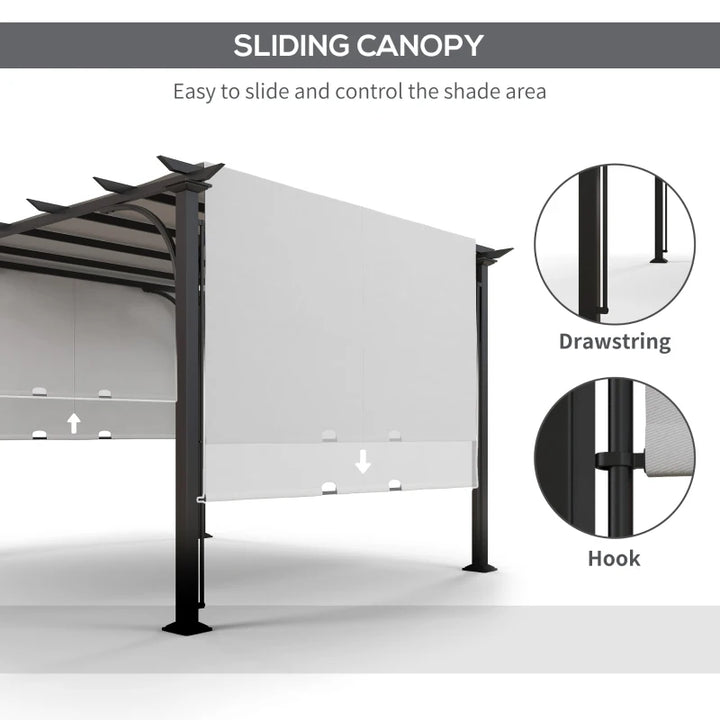 10' x 10' Outdoor Pergola Patio Gazebo Canopy - Adjustable Sun Shelter with Steel Frame