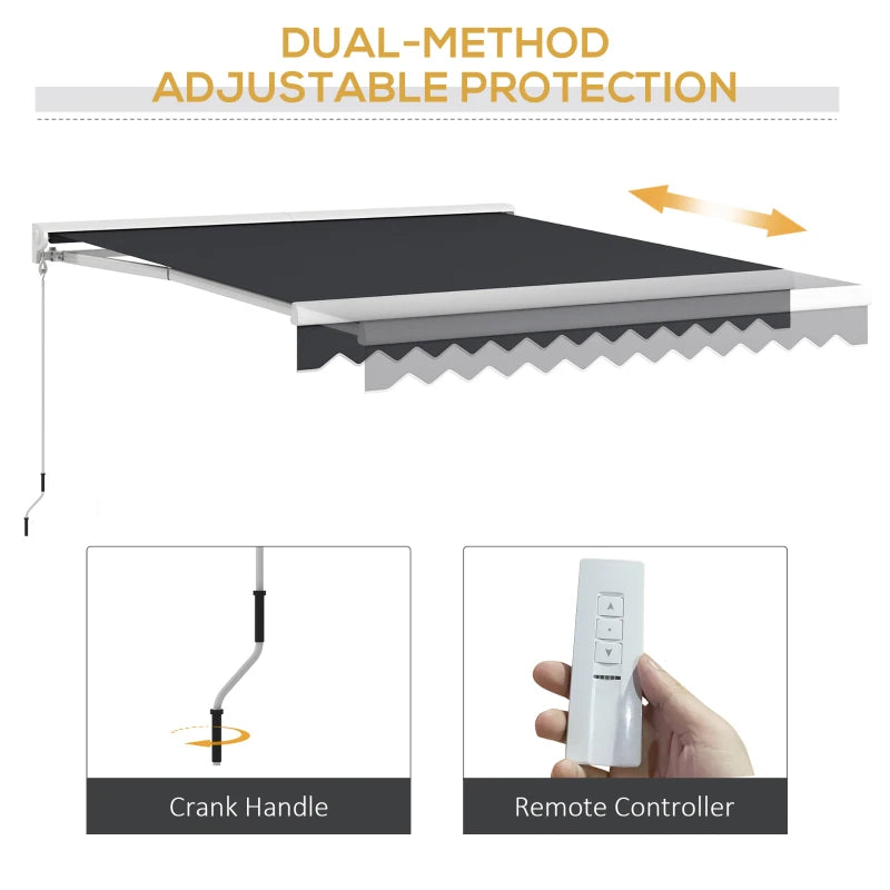 10' x 8' Electric Retractable Awning Sun Shade Canopy w Remote, Outdoor Patio Deck, Grey