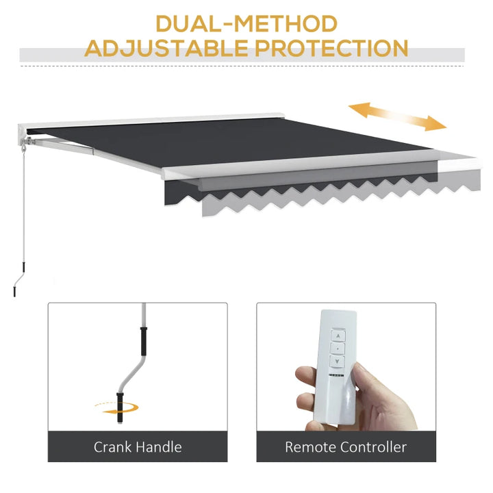 10' x 8' Electric Retractable Awning Sun Shade Canopy w Remote, Outdoor Patio Deck, Grey