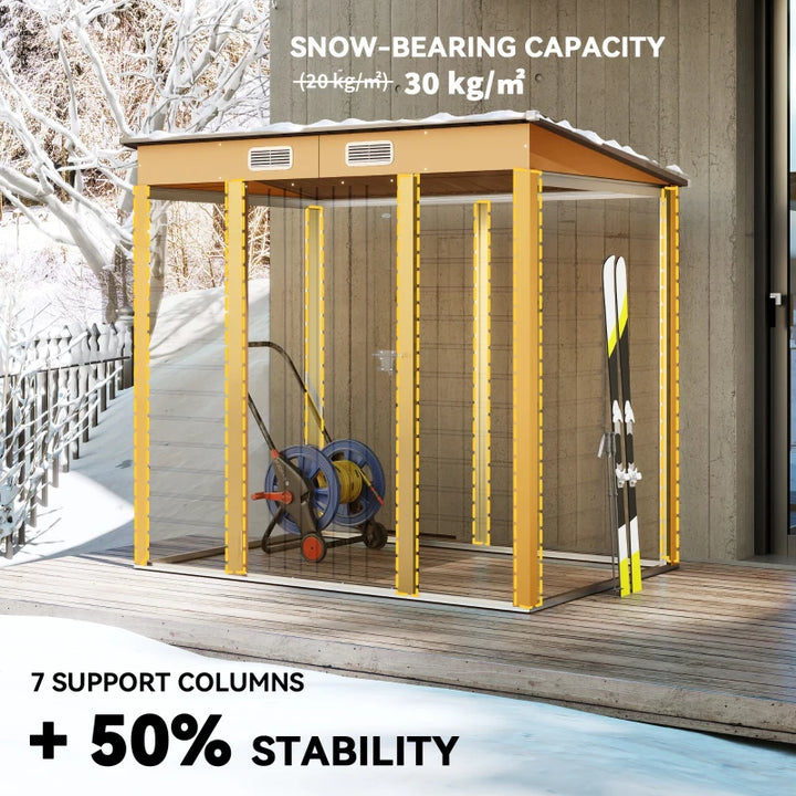 Galvanized Garden Storage Shed 6' x 4' - Durable Metal Outdoor Storage with Double Doors and Vents