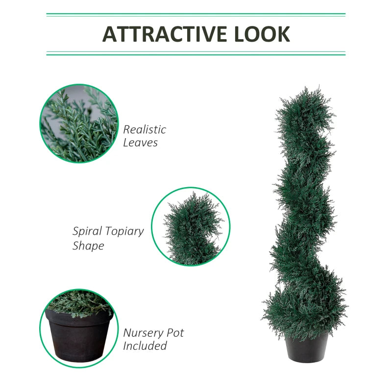 35.5” Artificial Topiary Tree Indoor Outdoor Faux Spiral Decor Plant w/ Nursery Pot - Green