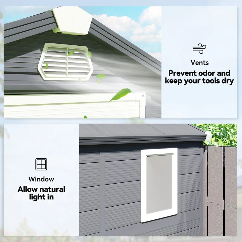 4.5' x 6' Plastic Garden Storage Shed with Latch Door - Durable Outdoor Tool Storage