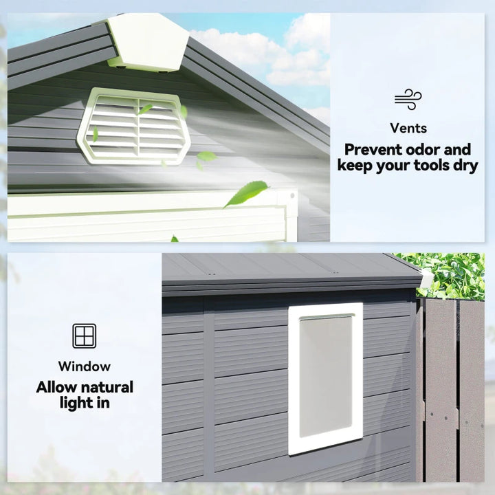 4.5' x 6' Plastic Garden Storage Shed with Latch Door - Durable Outdoor Tool Storage