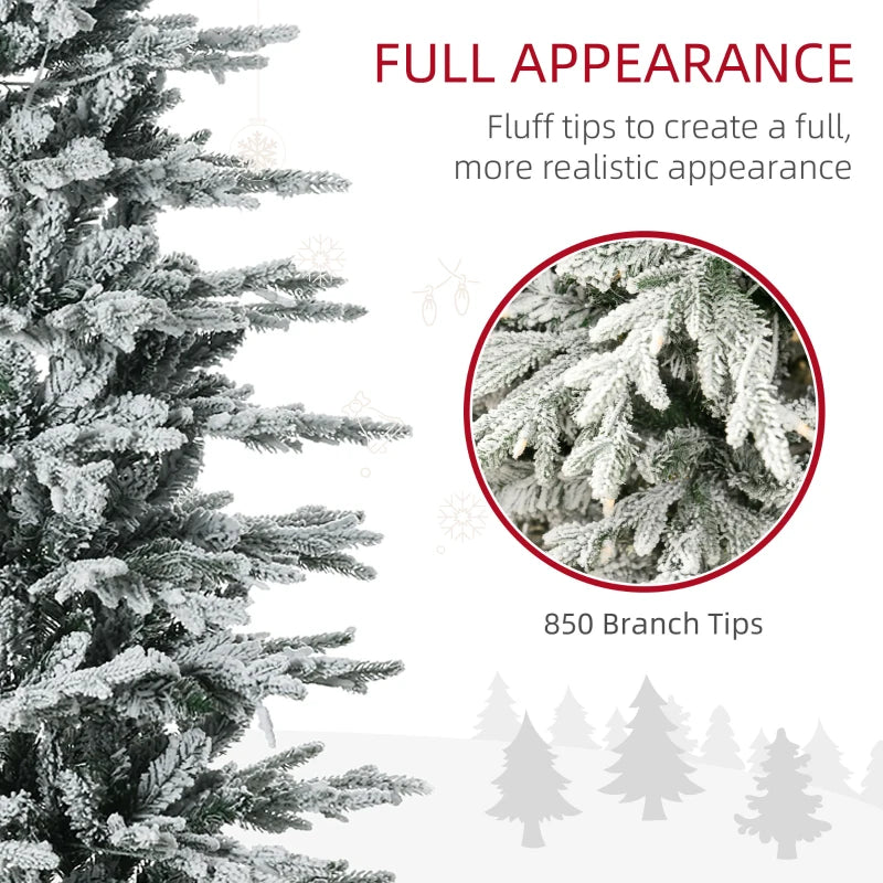 7ft 850-Tip Pre-lit Frosted Realistic Artificial Christmas Holiday Tree, 350 LED, Snow Green