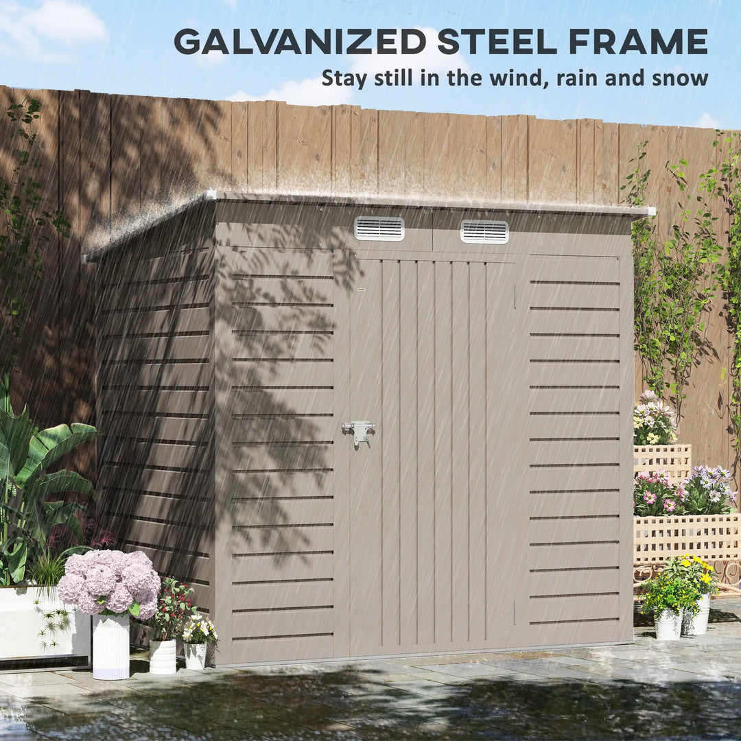 6' x 4' Galv Steel Metal Outdoor Bike Tool Storage Utility Garden Shed, Swing Door, Vents, Lt Grey