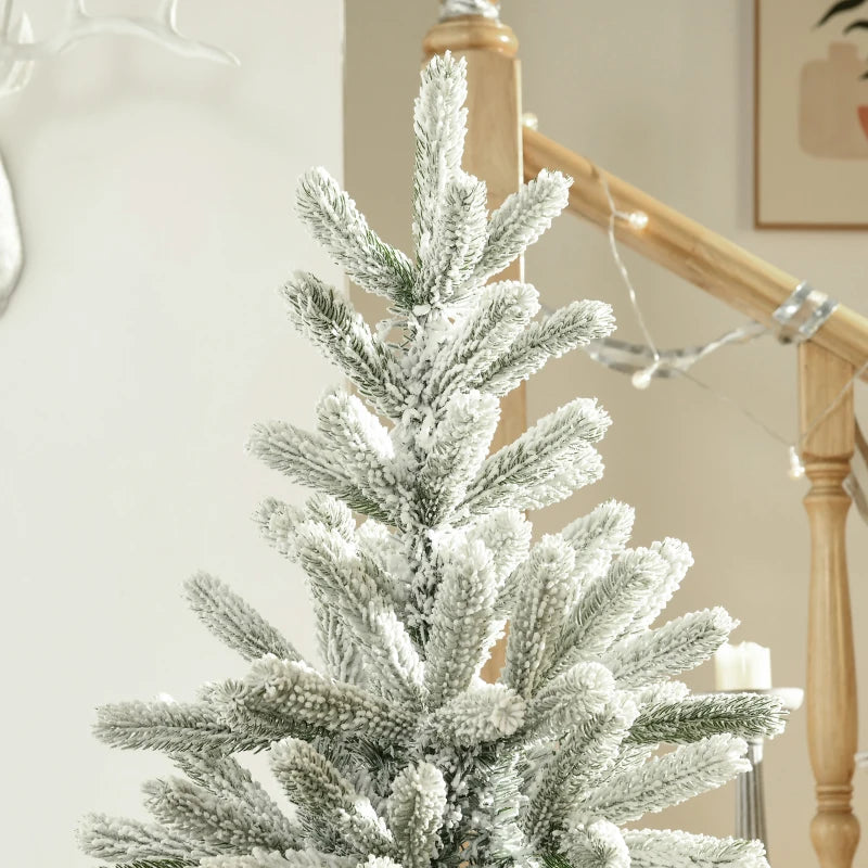 NEW 5ft 521-Tip Unlit Snow Flocked Artificial Christmas Holiday Xmas Tree Decor w Base, Green