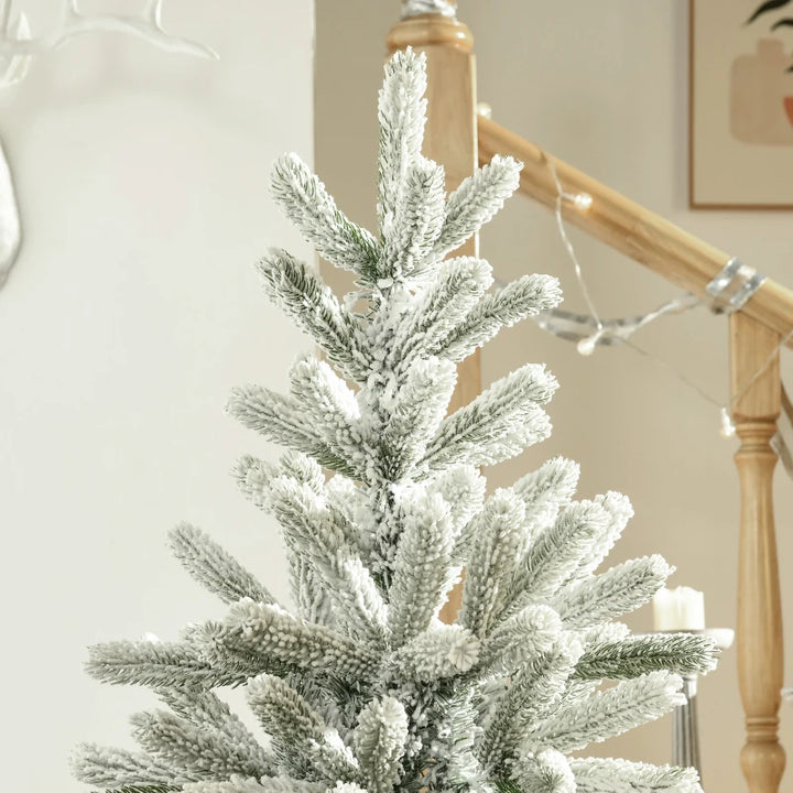 NEW 5ft 521-Tip Unlit Snow Flocked Artificial Christmas Holiday Xmas Tree Decor w Base, Green