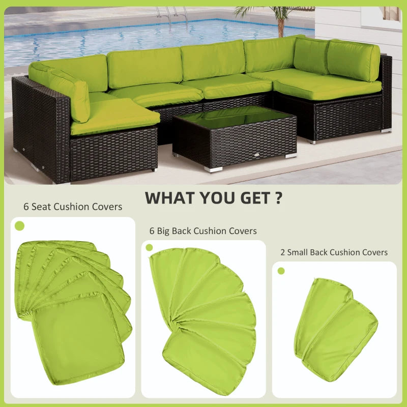 14pc Replacement Patio Cushion Cover Set for 7pc Outdoor Sectional Sofa, Bright Lime Green