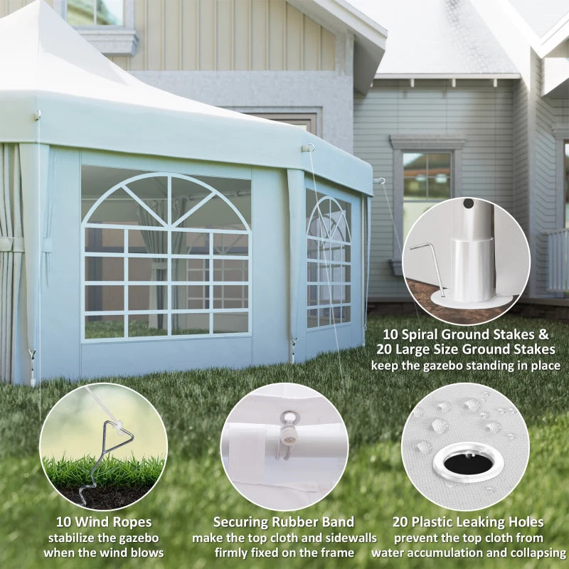 Decagonal Wedding Event Party Tent - Large Durable Outdoor Canopy with Removable Walls