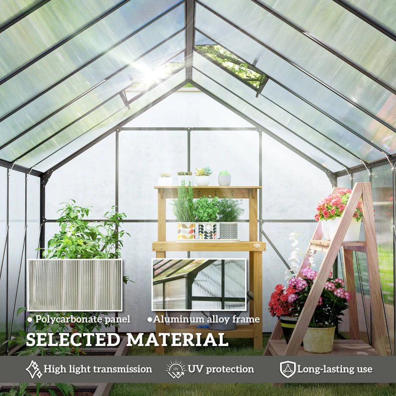 Aluminum Polycarbonate Walk-In Garden Greenhouse Kit - Spacious Year-Round Plant Protection