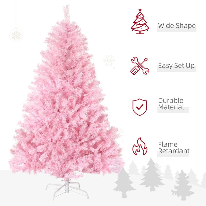 5ft 688-Tip Unlit Classic Shape Artificial Christmas Holiday Tree w Base, Xmas Decor, Pink