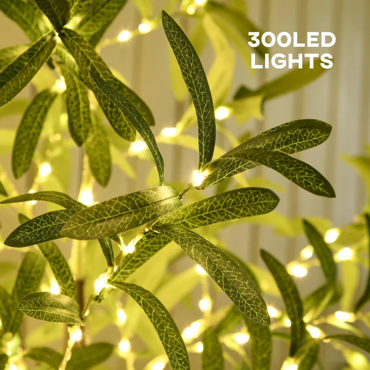 6ft Prelit Artificial Olive Tree w/ 300 Warm White Lights for Indoor-Outdoor Christmas Wedding Home Decor