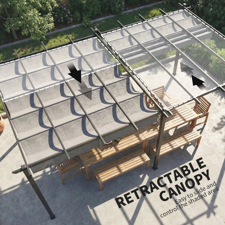 Retractable Pergola Canopy Aluminum Frame - Adjustable Outdoor Shade