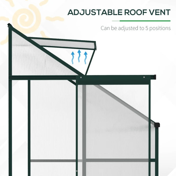 6.3' x 4.2' Walk-In Hard-Sided Greenhouse w Aluminum Frame, PC, Roof Vent for Outdoor Garden