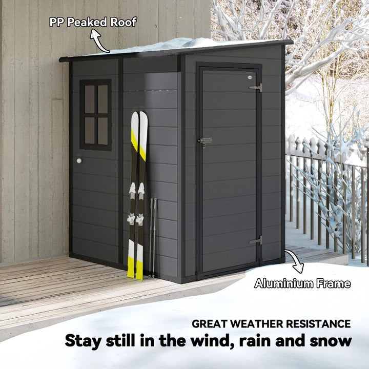 4'x5' Garden Storage Shed Lean-To - Lockable Weatherproof Outdoor Tool Storage