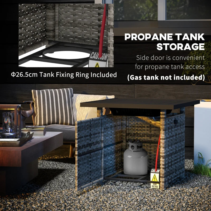 28.5" 50,000 BTU Propane Gas Fire Pit Table w Stones, Cover, Lid, Spark Guard, Grey, Black