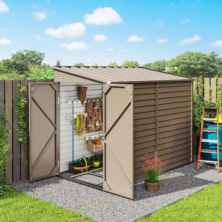 Steel Outdoor Storage Shed Lean-To Design - Secure Backyard Storage
