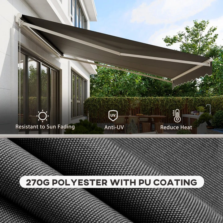 12' x 10' Electric Retractable Awning Sun Shade Canopy w Remote, Outdoor Patio Deck, Grey