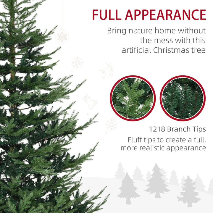 NEW 7.5ft 1218-Tip Unlit Natural-Look Artificial Christmas Holiday Fake Xmas Tree, Pine-Style Green